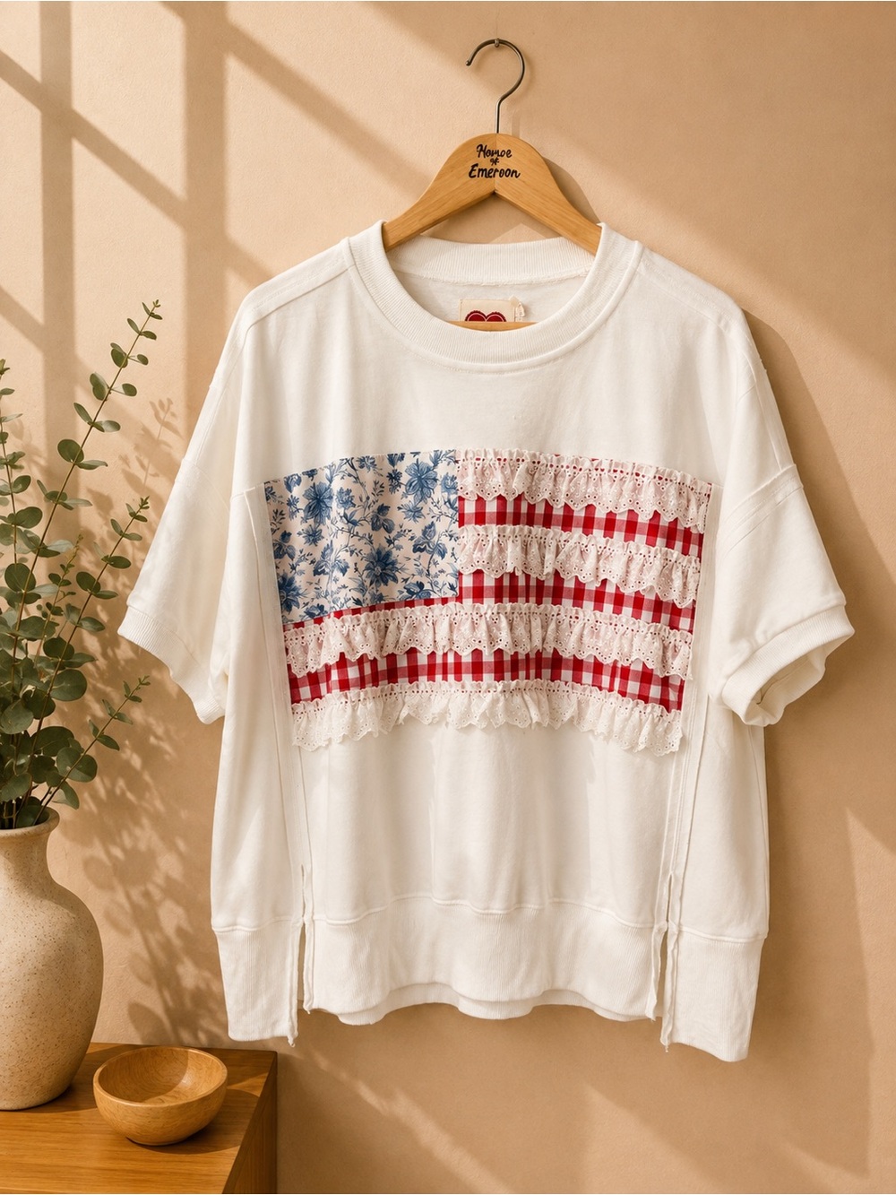 LovLov Oversized Americana Flag Top Size S NWT
